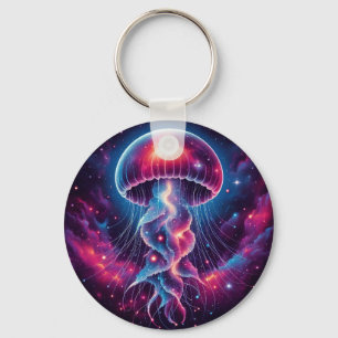 Cosmic Jellyfish Artwork Galaxy Key Ring