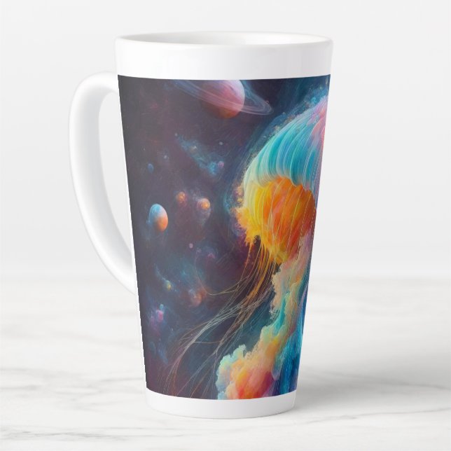 Cosmic Jellyfish Artwork Latte Mug (Left Angle)