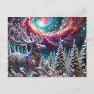 Cosmic Jewelled Reindeer Postcard