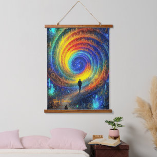 Cosmic Journey Galaxy Rainbow Light Surreal Hanging Tapestry