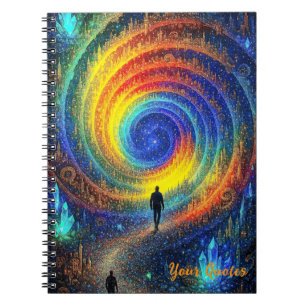 Cosmic Journey Galaxy Rainbow Light Surreal Notebook