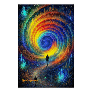 Cosmic Journey Galaxy Rainbow Light Surreal Poster
