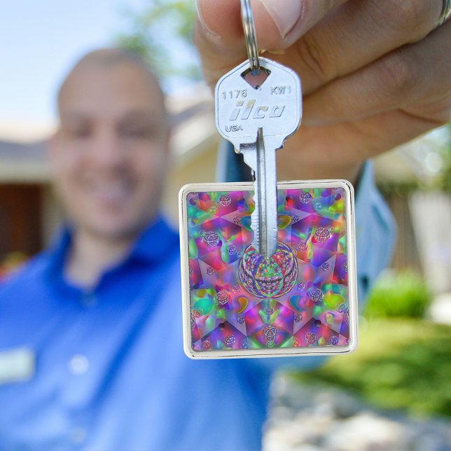 Cosmic Kaleidoscope: Vibrant Triquetra Keychain (Creator Uploaded)