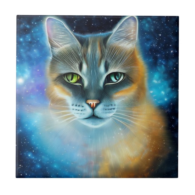 Cosmic Kitty Ceramic Tile (Front)
