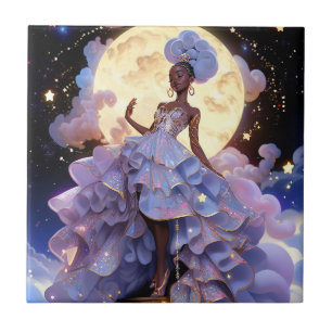 Cosmic Lady African American Fantasy Art Ceramic Tile