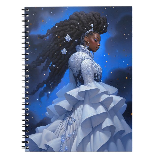 Cosmic Lady African American Fantasy Art Notebook (Front)