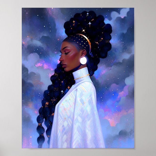 Cosmic Lady African American Fantasy Art Poster (Front)