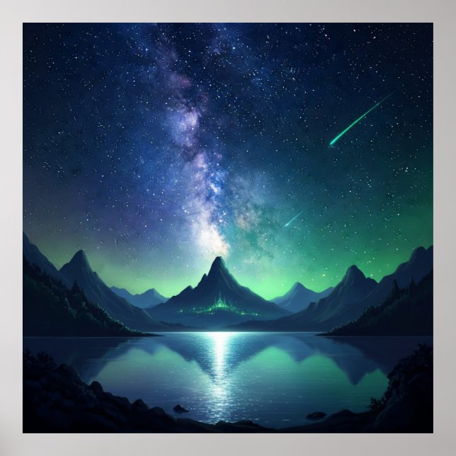 Cosmic Landscape Lake - Night Sky Wall Art (Front)