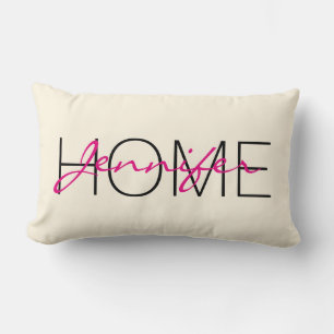 Cosmic latte colour home monogram lumbar cushion