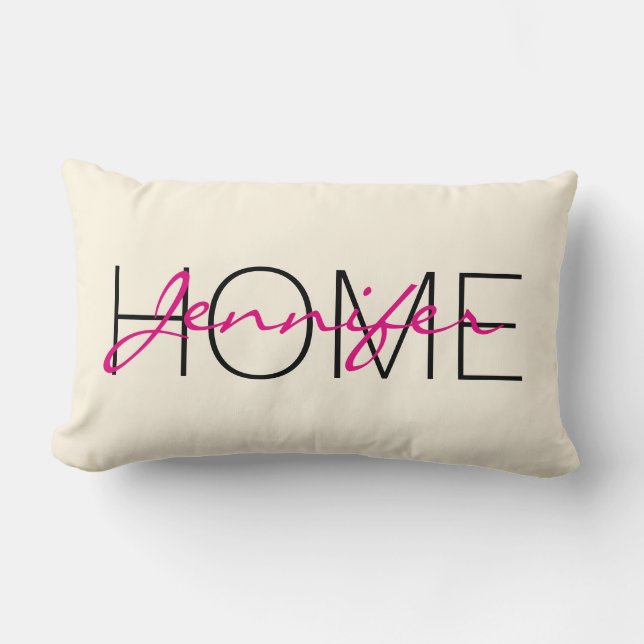 Cosmic latte colour home monogram lumbar cushion (Front)