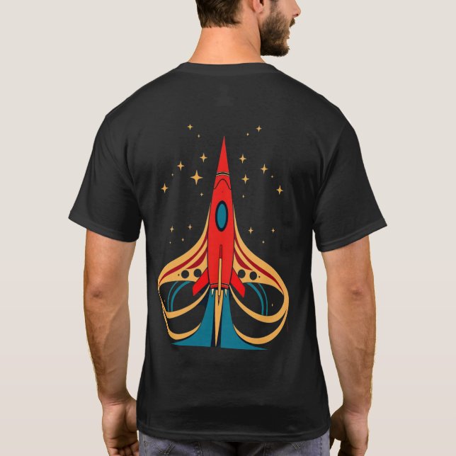 “Cosmic Launch – Retro Rocket Emblem”  T-Shirt (Back)