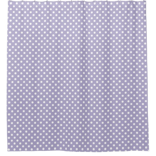 Cosmic lavender/purple polka dots shower curtain (Front)