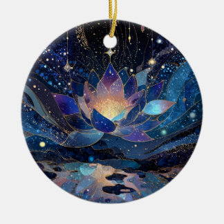 Cosmic lotus ceramic ornament