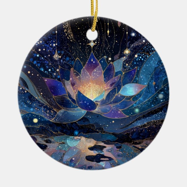 Cosmic lotus ceramic ornament (Front)