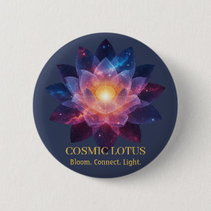 Cosmic Lotus Flower   Galaxy Bloom Energy 6 Cm Round Badge