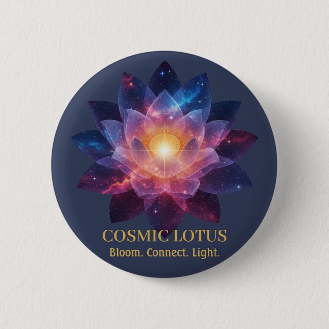 Cosmic Lotus Flower | Galaxy Bloom Energy 6 Cm Round Badge (Front)