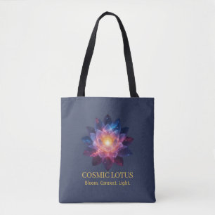 Cosmic Lotus Flower Galaxy Bloom Energy Tote Bag