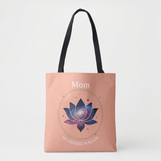 Cosmic Lotus Flower Mom Bloom Tote Bag (Front)