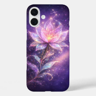 Cosmic Lotus Flower with Galaxy Glow iPhone 16 Plus Case