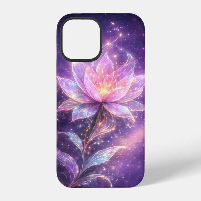 Cosmic Lotus Flower with Galaxy Glow iPhone Case (Back)