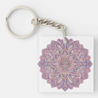 Cosmic Lotus Mandala Key Ring