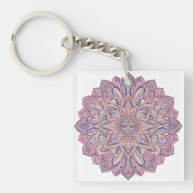 Cosmic Lotus Mandala Key Ring (Front)