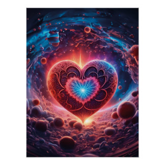 Cosmic Love: Radiant Heart in the Cosmos Poster