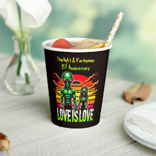 Cosmic Love Shared by Alien Couple Paper Cups