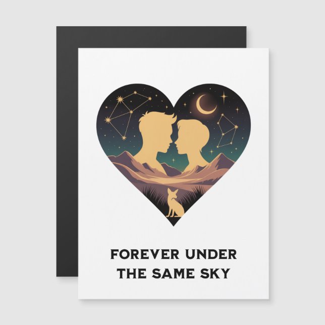 Cosmic Love Story Heart with Lovers and Fox Art (Front/Back)