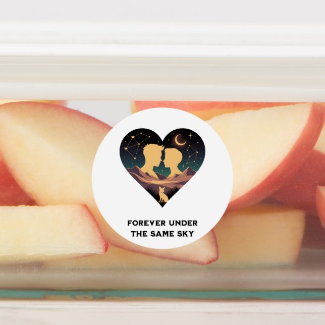 Cosmic Love Story Heart with Lovers and Fox Art (Affixed)