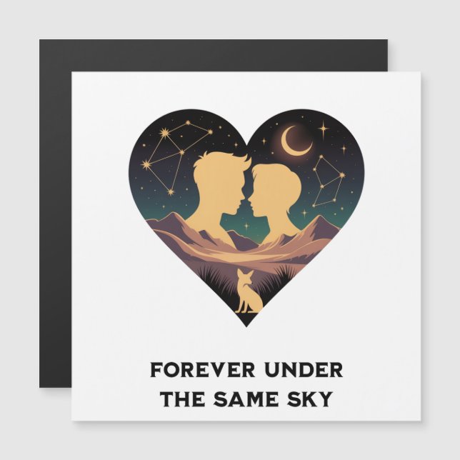 Cosmic Love Story Heart with Lovers and Fox Art (Front/Back)