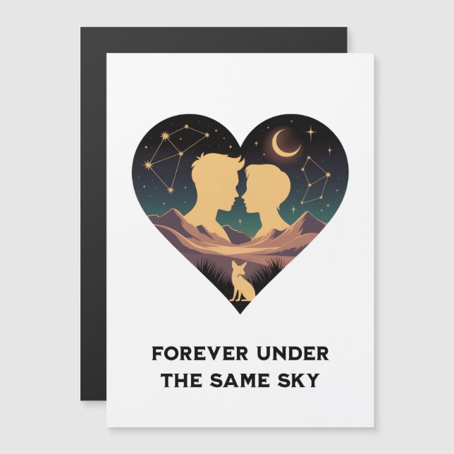 Cosmic Love Story Heart with Lovers and Fox Art (Front/Back)