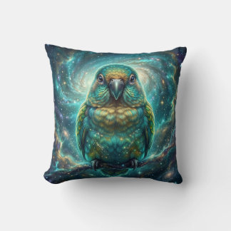 Cosmic Lovebird Galaxy Throw Pillow