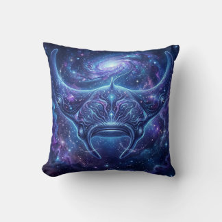 Cosmic Manta Ray Throw Pillow