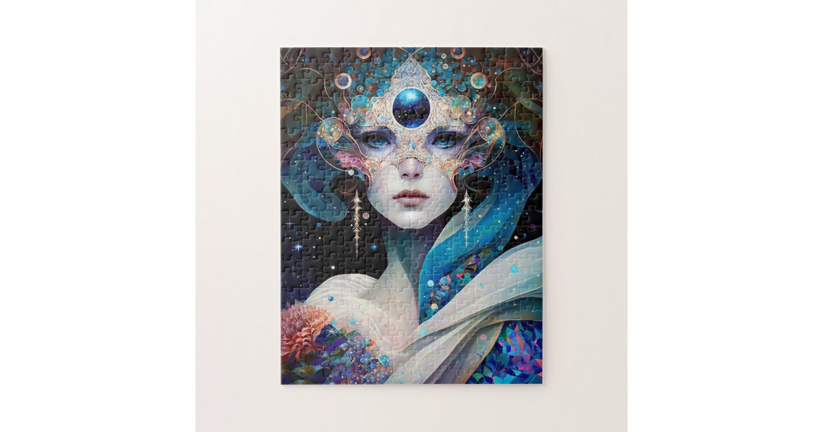 Cosmic Masked Goddess Queen Fantasy Art Jigsaw Puzzle | Zazzle