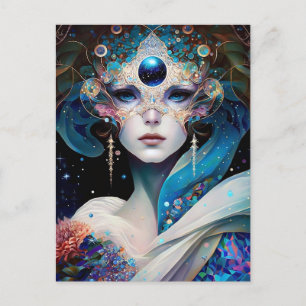 Cosmic Masked Goddess Queen Fantasy Art Postcard