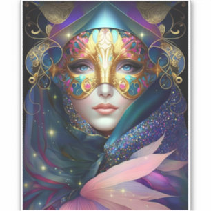 Cosmic Masked Goddess Queen Fantasy Art Sticker
