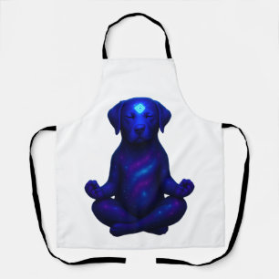 Cosmic Meditating Dog with Glowing Third Eye Hi Apron