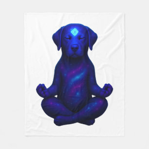 Cosmic Meditating Dog with Glowing Third Eye Hi Fleece Blanket