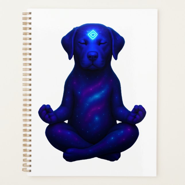 Cosmic Meditating Dog with Glowing Third Eye Hi Planner (Front)