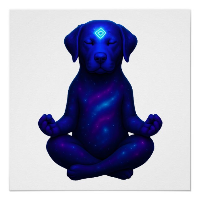 Cosmic Meditating Dog with Glowing Third Eye Hi Poster (Front)