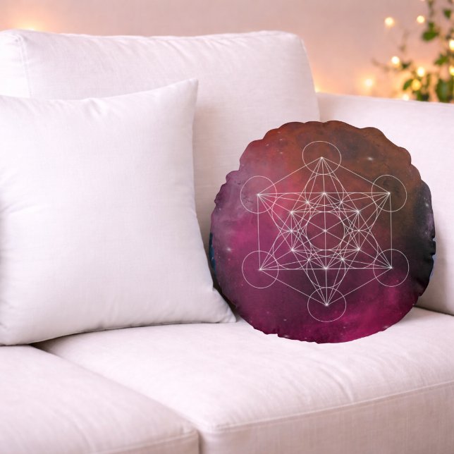 Cosmic Metatron Sacred Geometry Round Cushion (Creator Uploaded)