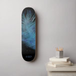 *~*  Cosmic Midnight Sky Pastel Boho Feather  Skateboard<br><div class="desc">* Energetically Enhanced Magical Mystical Cosmic Celestial Bohemian Gypsy Rustic stunningly beautiful dark Midnight Navy Blue Watercolor sky background and sparkling celestial cosmic feather design. The magic vibe feather is very light and whispy. * Customise / Personalise with your INITIALS / MONOGRAM or NAME. Use the designer too to play...</div>