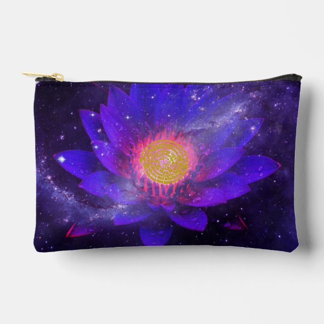 Cosmic Midnight Water Lily  Accessory Pouch (Front)