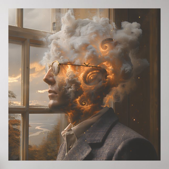 Cosmic Mind Dissolving Head Portrait Poster (Front)