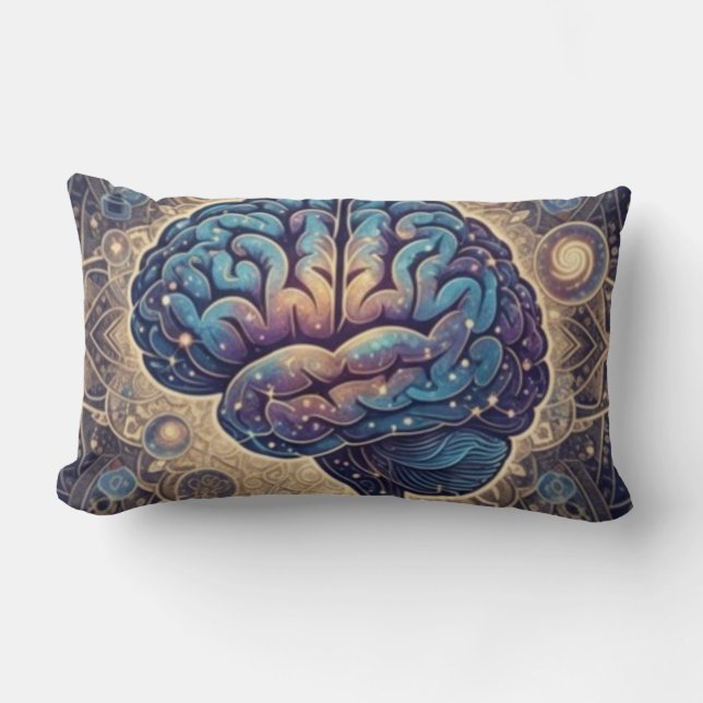 Cosmic Mind Mandala – Abstract Brain Art Lumbar Cushion (Front)