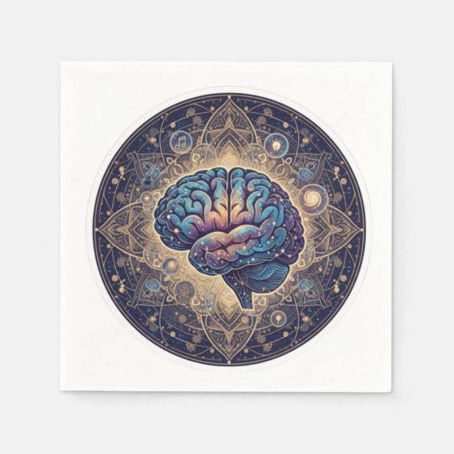 Cosmic Mind Mandala – Abstract Brain Art Napkin (Front)