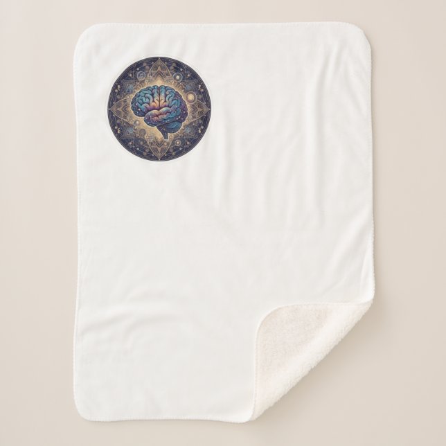 Cosmic Mind Mandala – Abstract Brain Art Sherpa Blanket (Front)