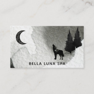 *~* Cosmic Moon Howling Wolf Lunar Pine Trees Business Card