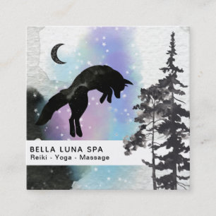 *~* Cosmic Moon Jumping Fox Rainbow Shaman Square Business Card